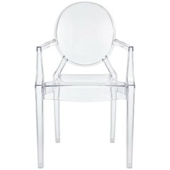 Acrylic Dining Armchair with Armrest and Stackable Design