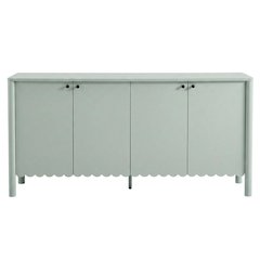 Wooden Scalloped 4-Door Sideboard Buffet Cabinet with Storage, Sage