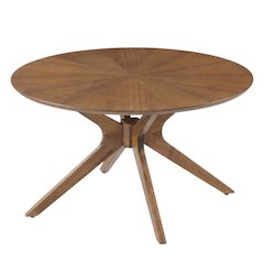 Round Wood Coffee Table with Modern Design and Sturdy Base