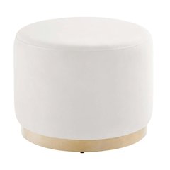 Round Performance Velvet Ottoman With Versatile Use For Living Spaces