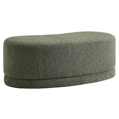 Outdoor Upholstered Ottoman Bench In Neutral Fabric For Patio Use