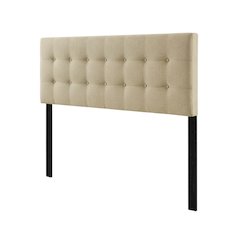 Upholstered Fabric King Headboard in Neutral Tone with Padded Design