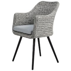 Outdoor Wicker Rattan Dining Armchair With Armrest And Classic Design