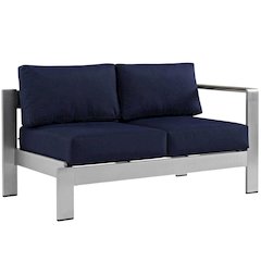 Outdoor Left-Arm Corner Sectional Loveseat - Aluminum Frame, Cushioned Seating