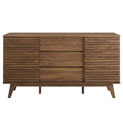 Wooden Sideboard Buffet Cabinet with Storage for Dining Room, Walnut