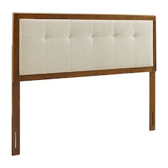Tufted Fabric King Headboard with Wooden Frame and Elegant Design