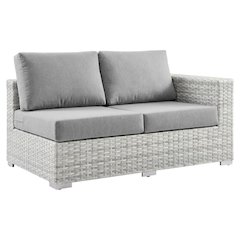 Outdoor Patio Left-Arm Loveseat in Neutral Shade with Comfortable Backrest