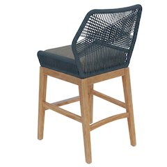 Teak And Rope Outdoor Counter Stool With Weather-Resistant Finish For Patio