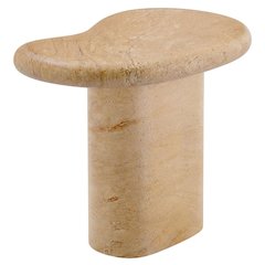 Outdoor Side Table, Textured Faux Surface, Neutral Finish, Indoor Or Outdoor Use