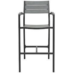 Outdoor Bar Stool Set with Bicast Leather Finish, Armrest & Backrest Comfort