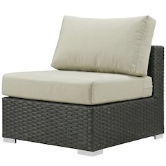 Armless Outdoor Lounge Chair With Cushioned Seat And Backrest