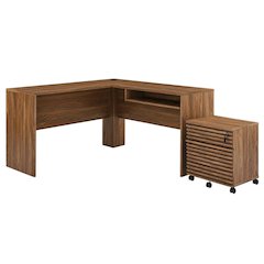 Wood Office Desk And File Cabinet Set With Modern Design And Durable Build