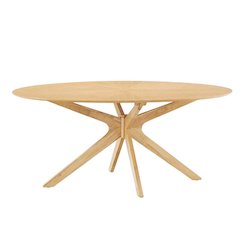 Oak Oval Wood Dining Table, Modern Style, Seats 8, Wood Dining