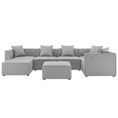 7-Piece Outdoor Patio Upholstered Sectional Sofa with Cushioned Seats