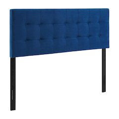 Blue Performance Velvet Headboard, Queen Tufted Design, Durable Upholstery