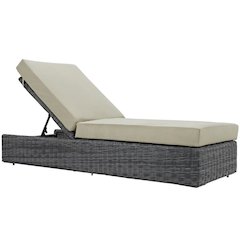 Outdoor Patio Chaise Lounge With Cushioned Seat And Back For Comfort