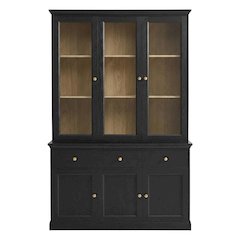 Tall Storage Display Cabinet with Glass Doors, Adjustable Shelves and Drawer