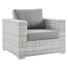 Outdoor Patio Armchair With Cushioned Seat And Armrests