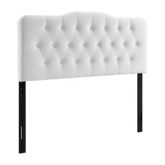 White Velvet Tufted Headboard with Diamond Pattern and Durable Upholstery