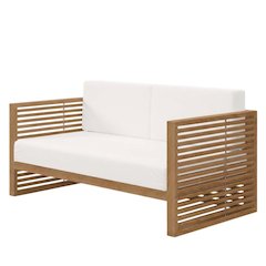 Teak Wood Outdoor Loveseat with Cushioned Seating and Sturdy Armrests