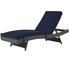 Outdoor Patio Lounge Chair With Cushion, Weather-Resistant Frame