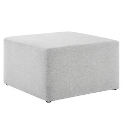 Square woven fabric ottoman with cushioned top, outdoor durable design