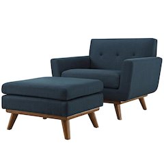 Bicast Leather Armchair and Ottoman Set with Comfortable Cushioned Seating