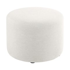 Woven Heathered Fabric Outdoor Ottoman with Cushioned Top in Neutral Tone