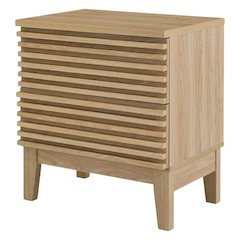 Two-Drawer Nightstand in Brown Modern Finish with Stylish Design