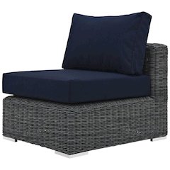 Outdoor Patio Armless Lounge Chair With Cushioned Seating And Modern Design