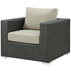 Outdoor Patio Armchair With Cushioned Backrest And Armrests