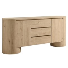 Rustic Rounded Sideboard Storage Cabinet With Spacious Interior, Durable Design