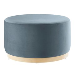 Velvet Upholstered Ottoman with Performance Finish for Outdoor Use