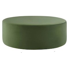 Performance Velvet Upholstered Outdoor Ottoman In Neutral Color