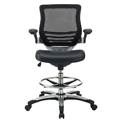 Bicast Leather Drafting Chair with Armrest and Adjustable Height for Office Use