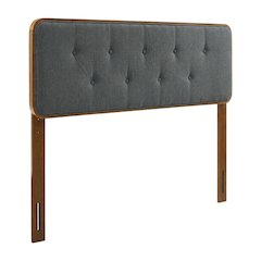 Tufted Fabric Full Headboard with Wood Frame in Neutral Finish