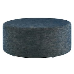 Outdoor Woven Fabric Ottoman in Heathered Finish with Comfortable Upholstery
