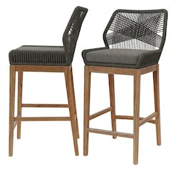 Teak Wood Outdoor Bar Stool With Footrest For Patio Dining