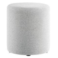 16" Round Heathered Fabric Upholstered Ottoman for Outdoor Living