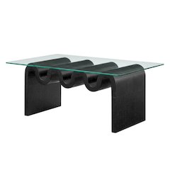 Rectangular Glass Top Coffee Table with Modern Design for Living Room