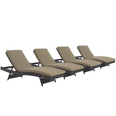 Outdoor Patio Lounge Chair Set of 4 With Cushions For Relaxation