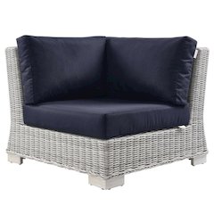Outdoor Wicker Rattan Corner Chair For Patio Lounge Use