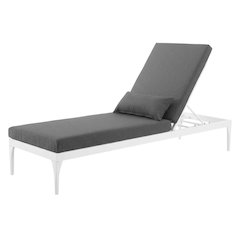 Outdoor Patio Chaise Lounge Chair In Sleek Design With Cushioned Seat
