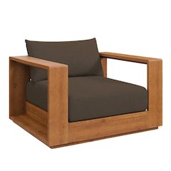Outdoor Patio Acacia Wood Lounge Chair with Armrests and Comfort Seat