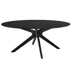 Black Oval Wood Dining Table, Modern Style, Seats 8