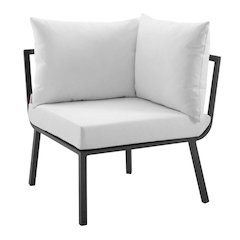 Outdoor Patio Aluminum Corner Chair With Cushioned Seat And Armrest