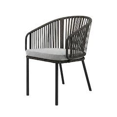Outdoor Patio Armchair With Cushioned Seat And Armrests