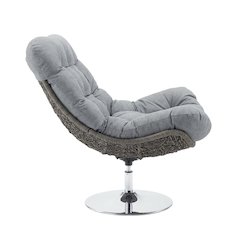 Wicker Rattan Outdoor Patio Swivel Lounge Chair With Cushioned Seat
