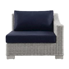 Outdoor Patio Wicker Rattan Left-Arm Lounge Chair With Armrest And Durable Build
