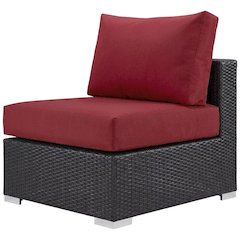 Outdoor Patio Armless Lounge Chair With Cushioned Back And Seat